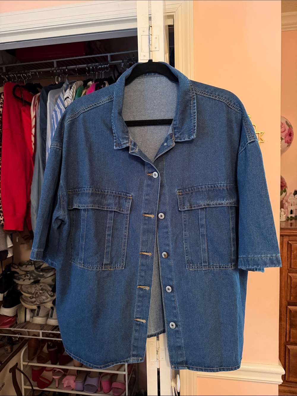 Blue Denim Button-Up Shirt Jacket